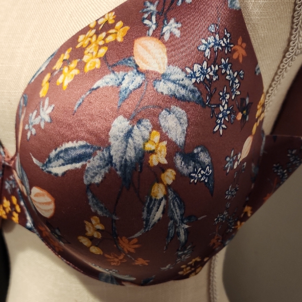 Soma Floral Print Women's Bra Size 38DD  Brown/yellow/blue/pink - Picture 2 of 8